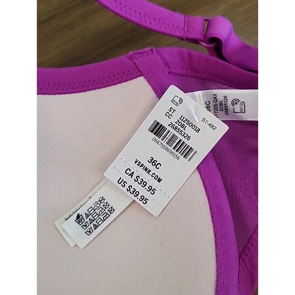 Victoria’s Secret PINK Super Push-Up Bra Logo Mesh “Berry Bliss” – 36C – NWT - Picture 4 of 6